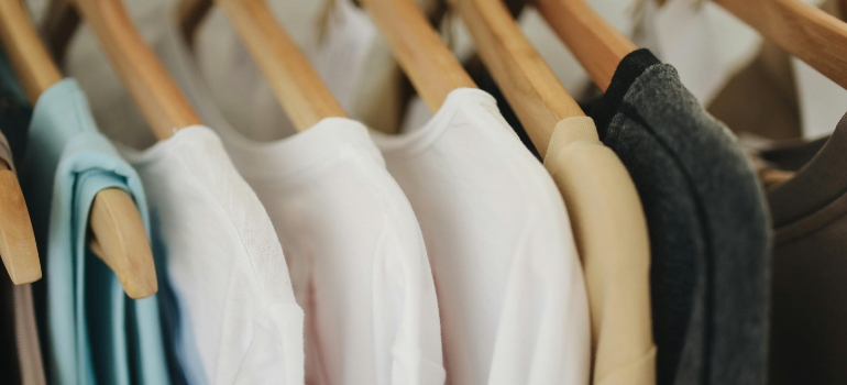 clothes on racks