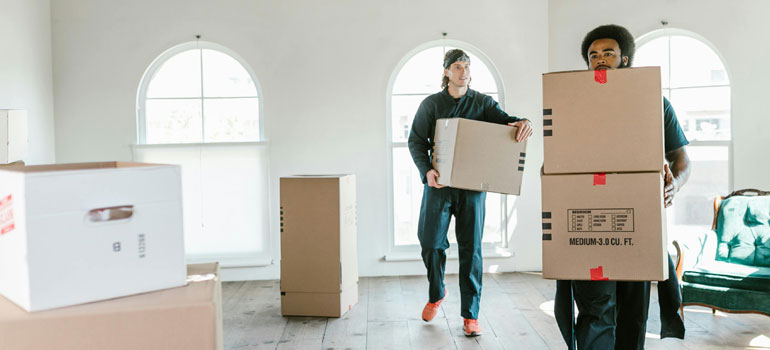 two movers working on apartment move in Virginia